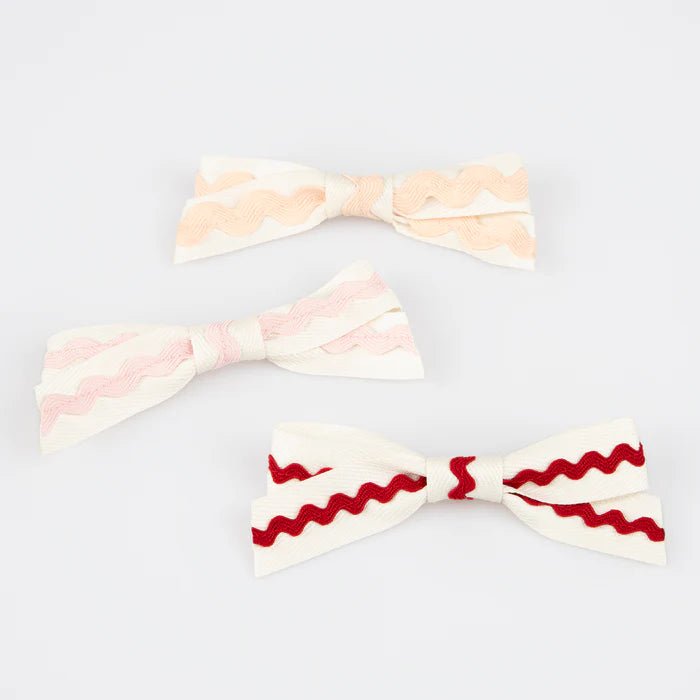 Ricrac Bow Hair Clips (x 5)