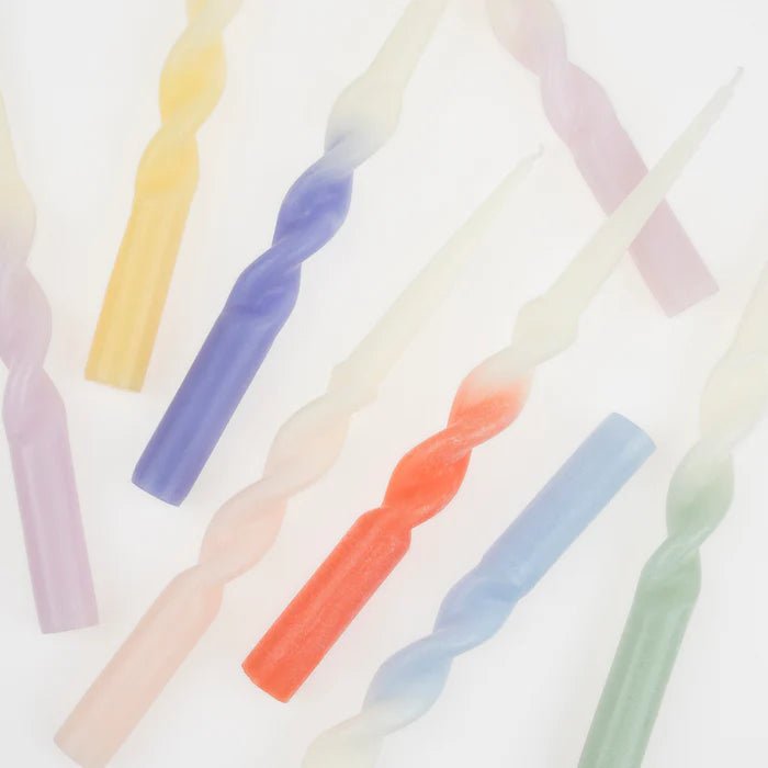 Rainbow Twisted Table Candles (x 8)