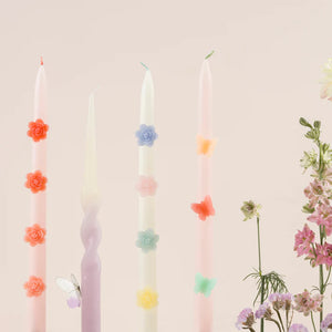 Pink Flower Taper Candles (x 2)