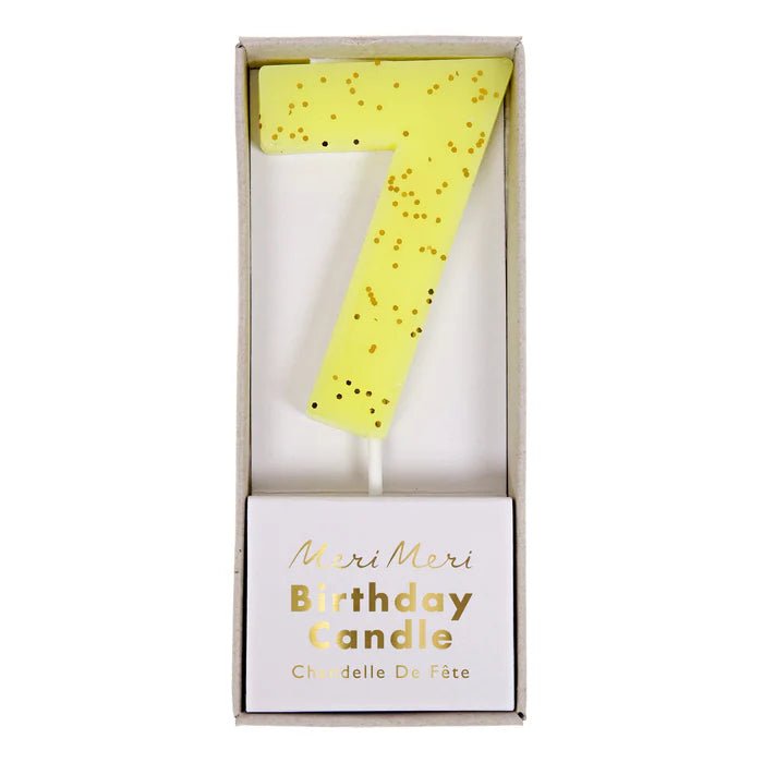 Yellow Number 7 Candle