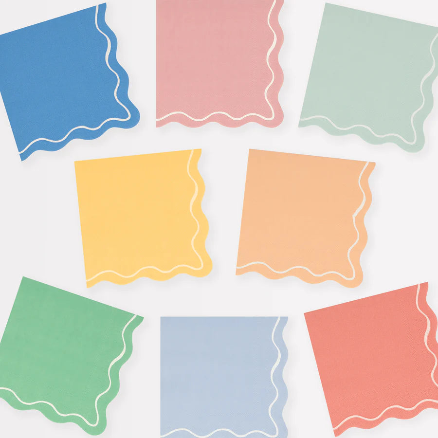 Mixed Wavy Line Small Napkins (x 16)