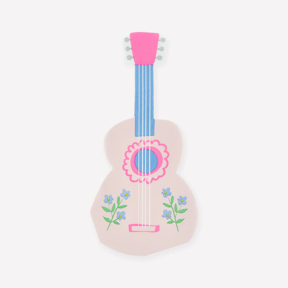 Pink Guitar Shaped Napkins (x 16)