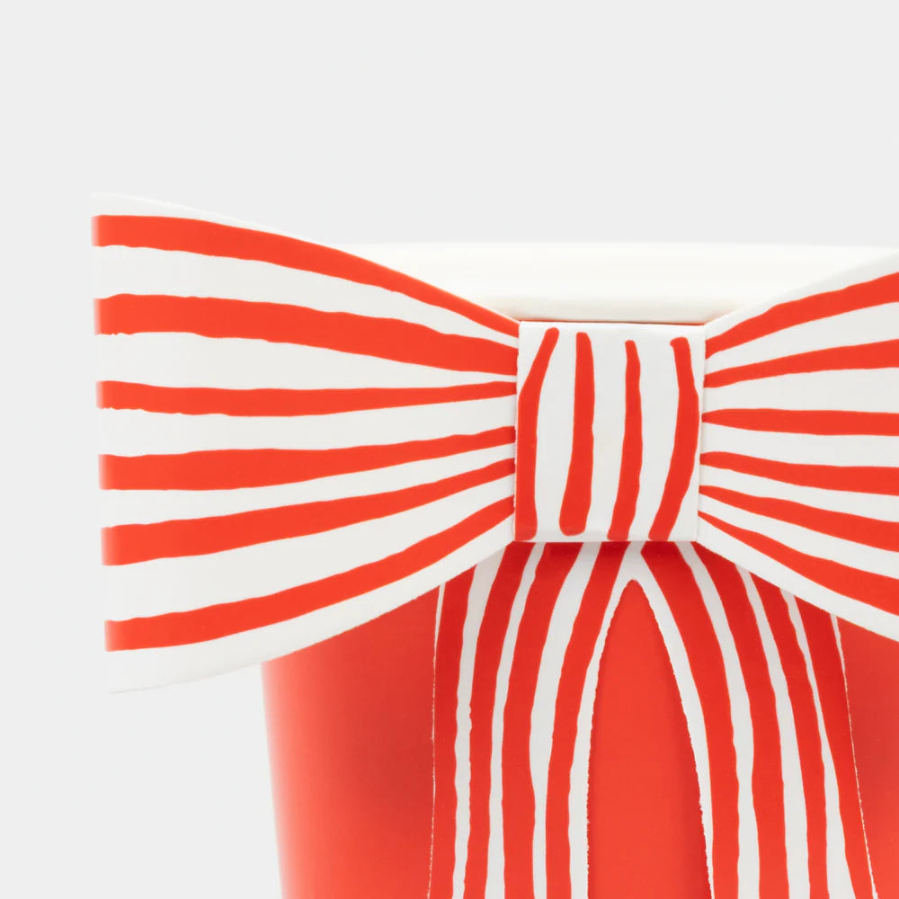 Red & White Stripy Bow Cups