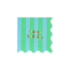 Stripe Happy Birthday Small Napkins (x 16)