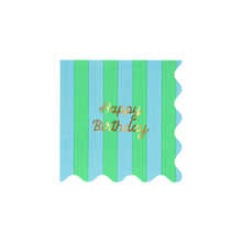 Stripe Happy Birthday Small Napkins (x 16)