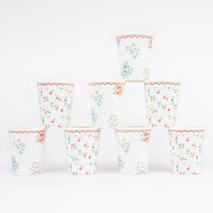 Ditsy Posy Scalloped Cups (x 8)