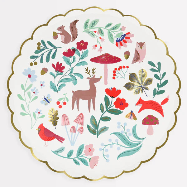 Winter Woodland Large Plates (x 8)