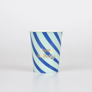 Stripe Happy Birthday Cups
