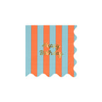 Stripe Happy Birthday Small Napkins (x 16)
