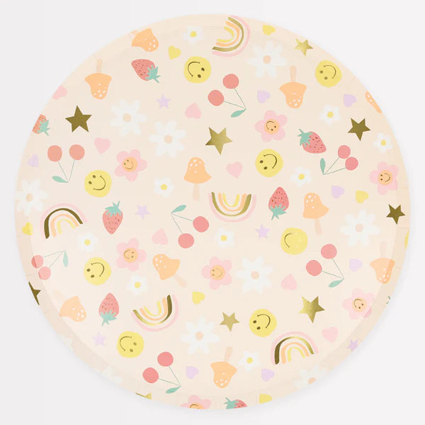 Happy Face Icon Dinner Plates (x8)