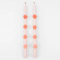 Pink Flower Taper Candles (x 2)