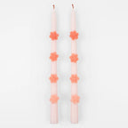 Pink Flower Taper Candles (x 2)