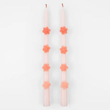 Pink Flower Taper Candles (x 2)