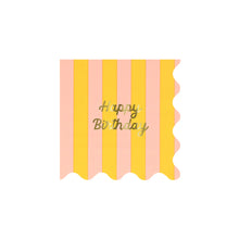 Stripe Happy Birthday Small Napkins (x 16)