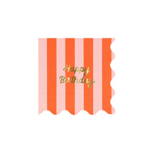 Stripe Happy Birthday Small Napkins (x 16)
