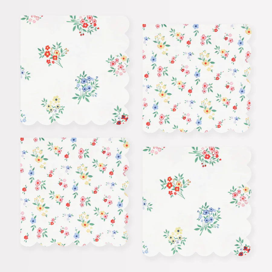 Ditsy Posy Scalloped Small Napkins (x 16)