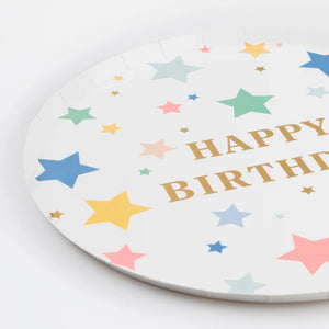 Happy Birthday Stars Dinner Plates (x 8)