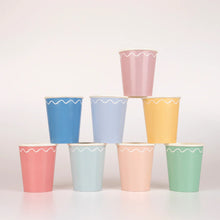 Mixed Wavy Line Cups (x 8)