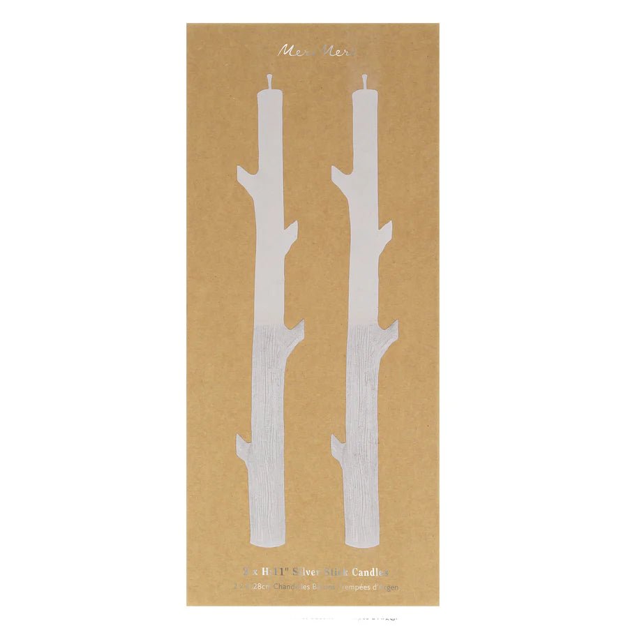 Silver Dipped Stick Candles (x 2)
