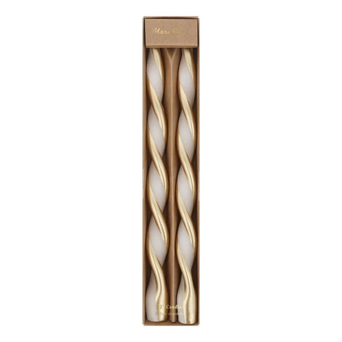 Gold Stripe Twist Candles