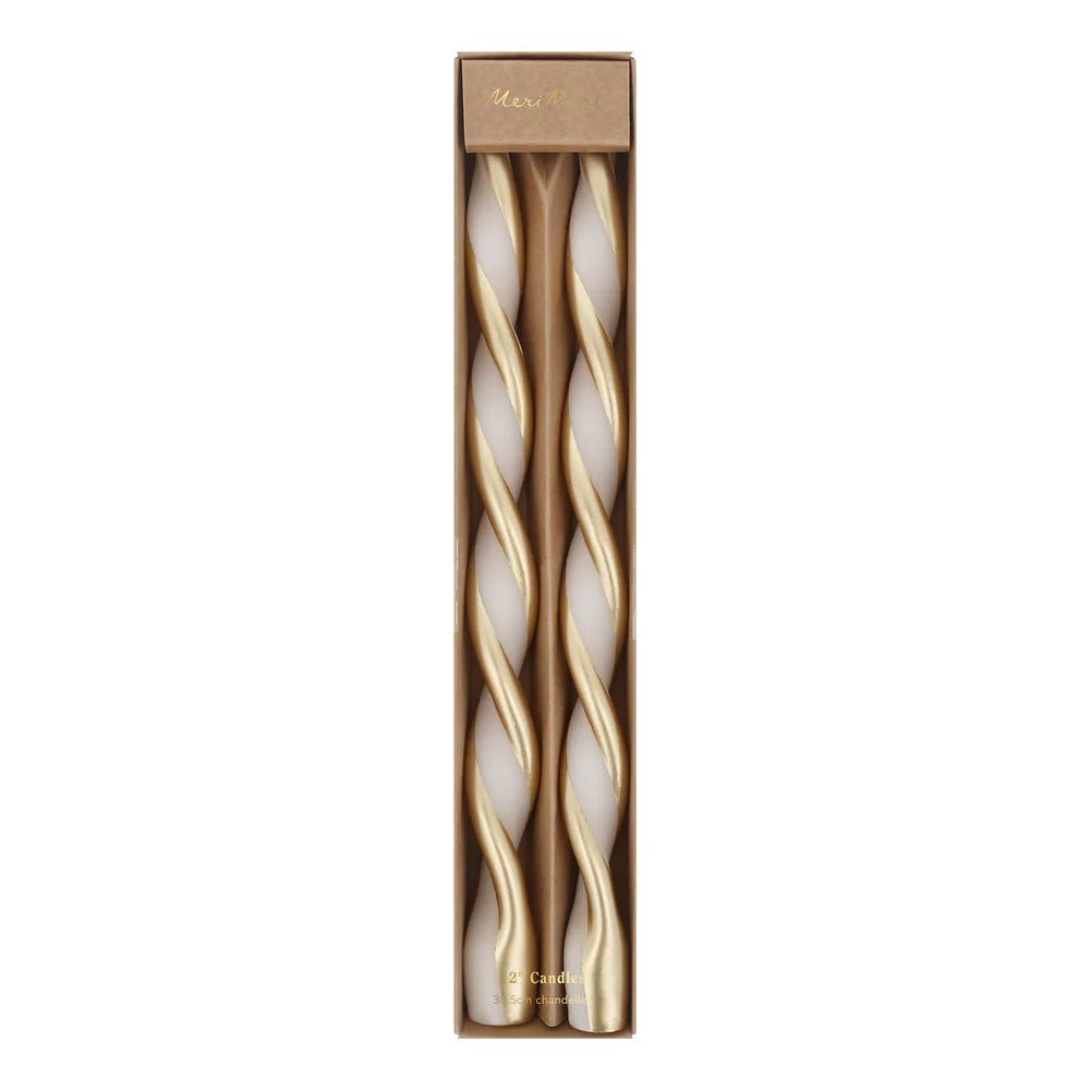 Gold Stripe Twist Candles