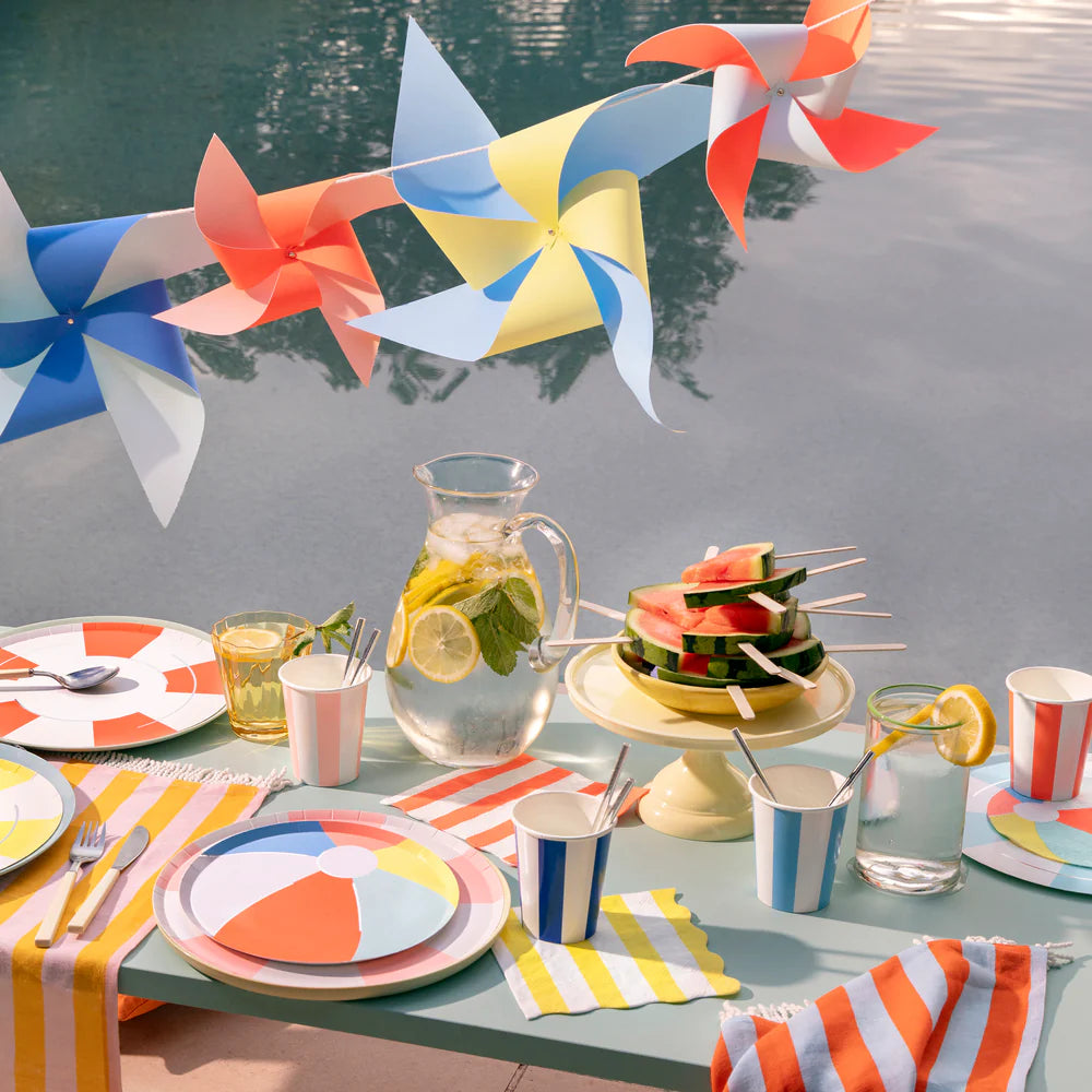 Beach Striped Cups (x 8)