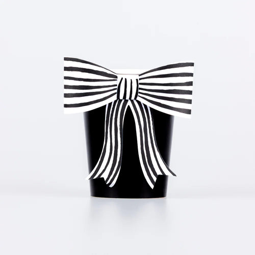 Black & White Stripy Bow Cups