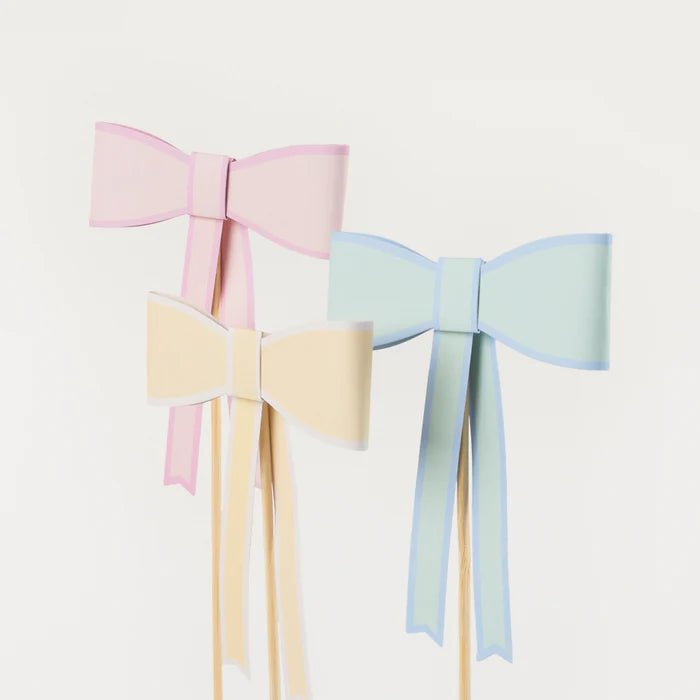 Pastel Bow Cake Toppers (x 3)
