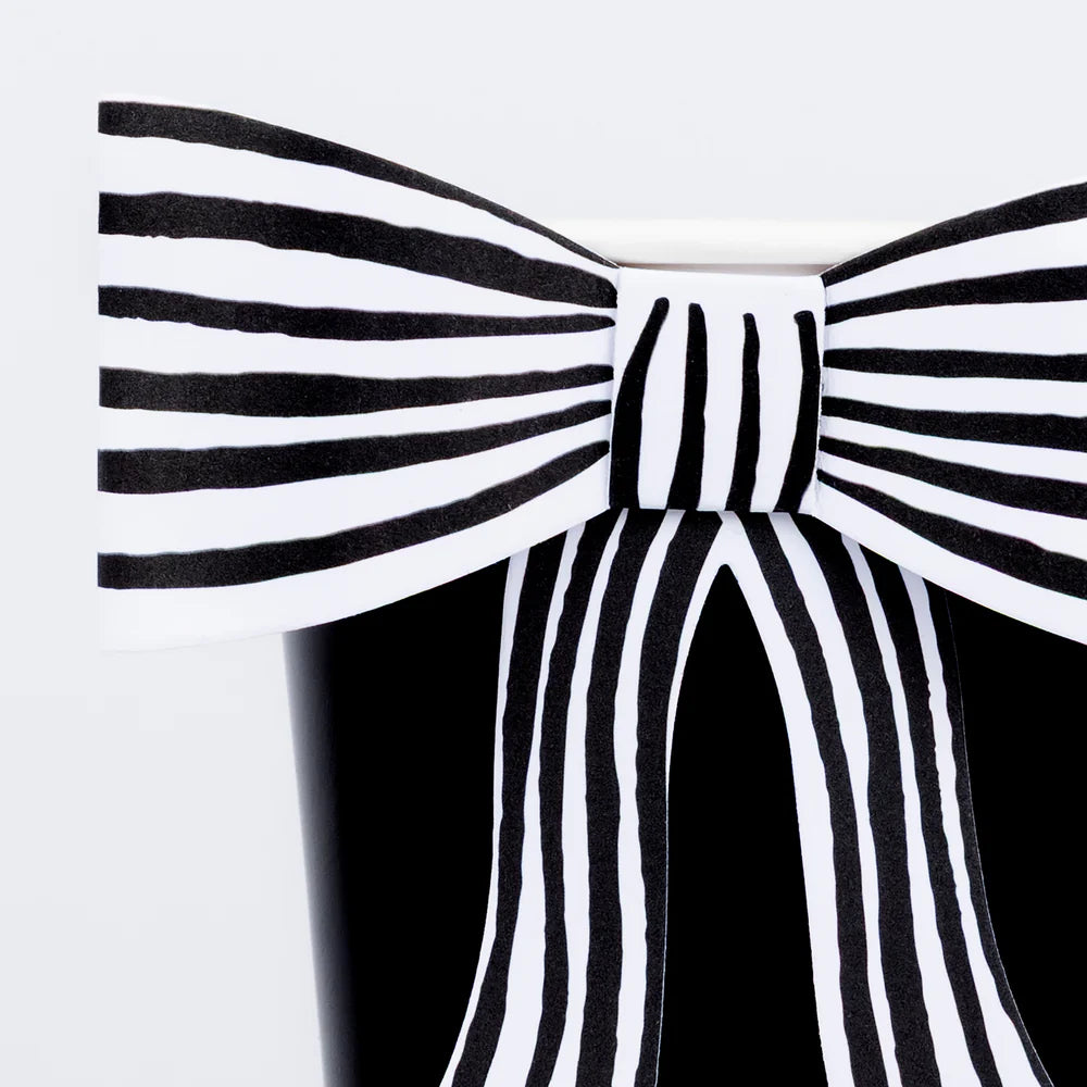 Black & White Stripy Bow Cups