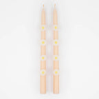 Pink Daisy Taper Candles (x 2)