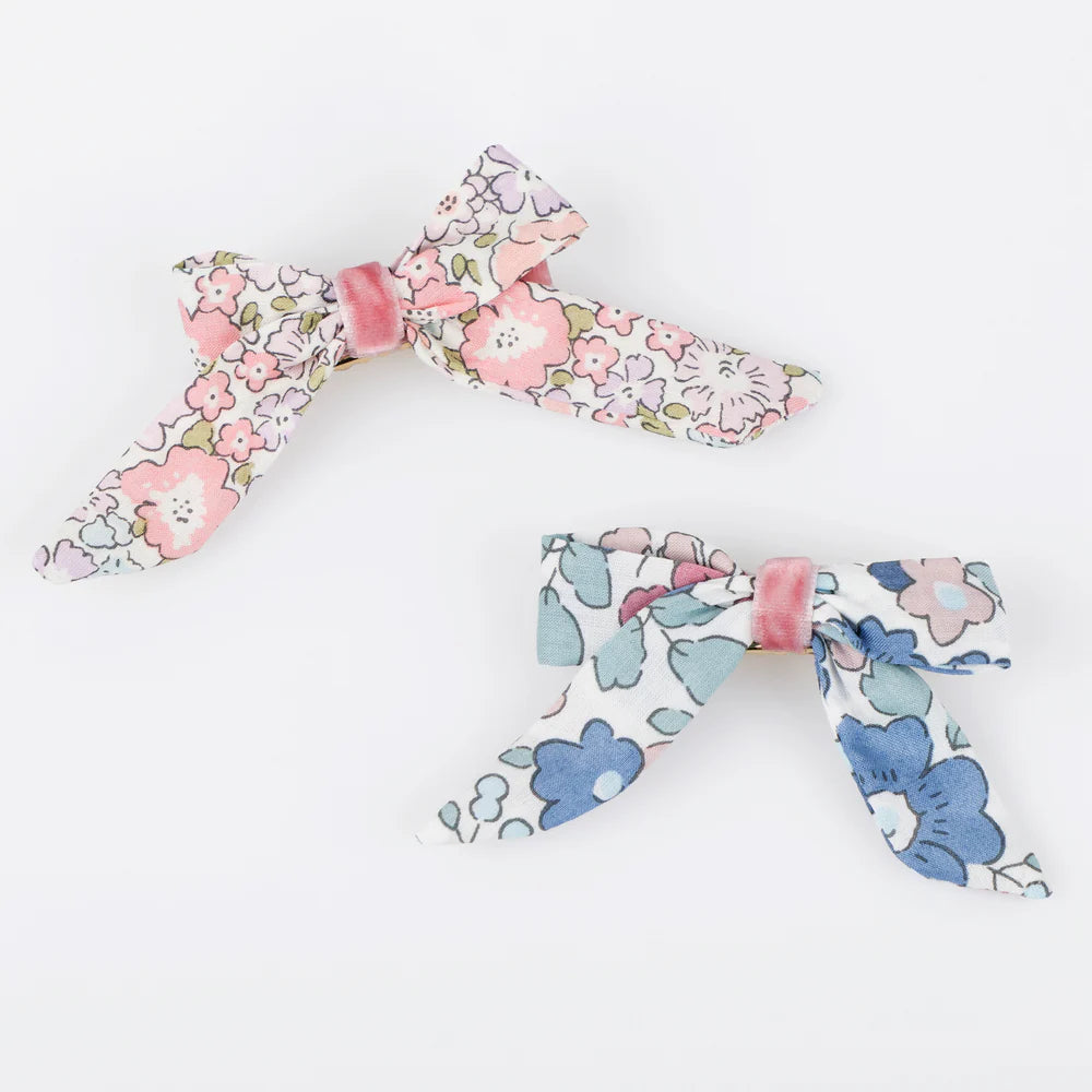 Floral Pattern Bow Hair Clips