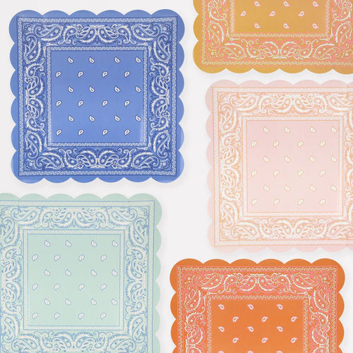 Western Bandana Square Plates (x 8)