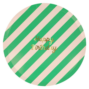 Stripe Happy Birthday Dinner Plates (x 8)