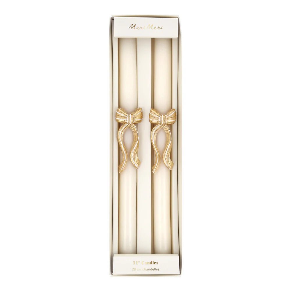 Gold Stripy Bow Table Candles