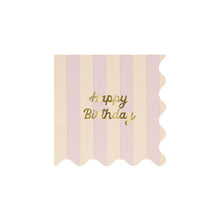Stripe Happy Birthday Small Napkins (x 16)