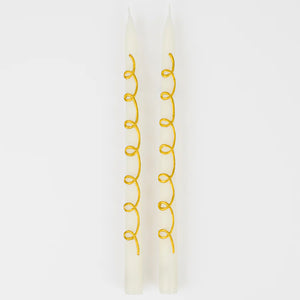 Gold Swirl Taper Candles (x 2)