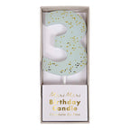 Blue Number 3 Candle