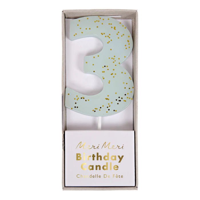 Blue Number 3 Candle