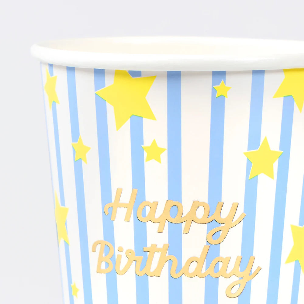 Bright Star Happy Birthday Cups (x 8)