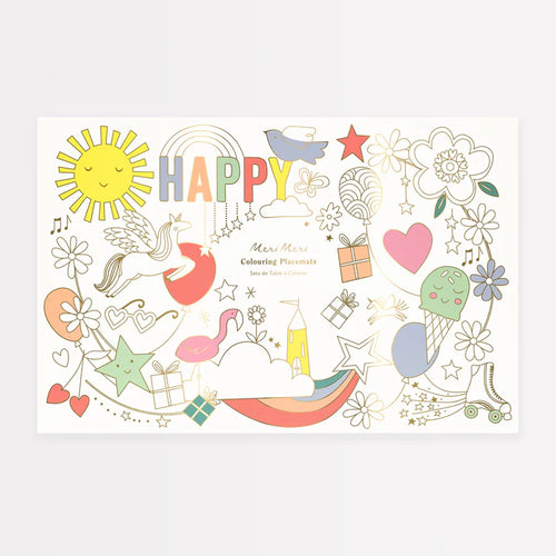 Happy Icons Coloring Placemats (x 8)
