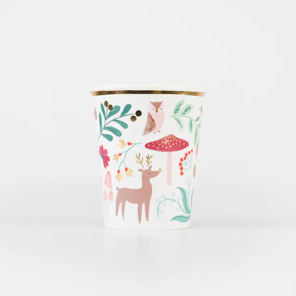 Winter Woodland Cups (x 8)