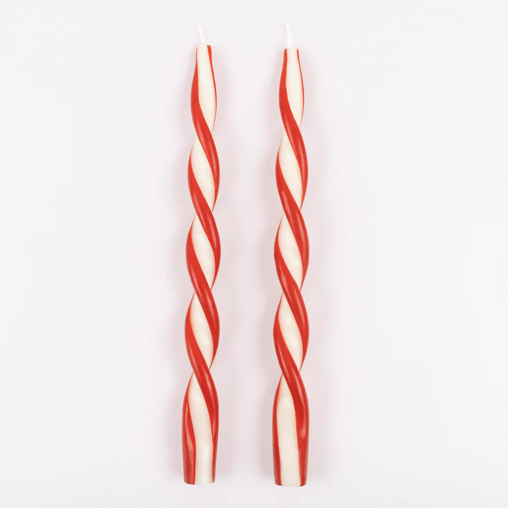 Red Stripe Twist Candles