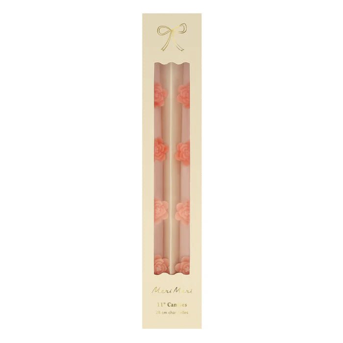Pink Flower Taper Candles (x 2)