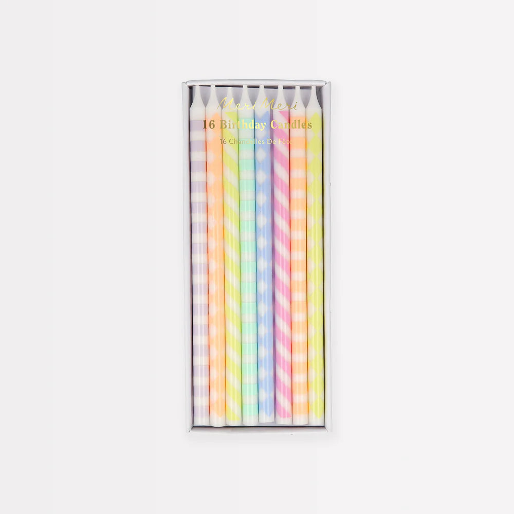 Pastel Patterned Candles (x 16)