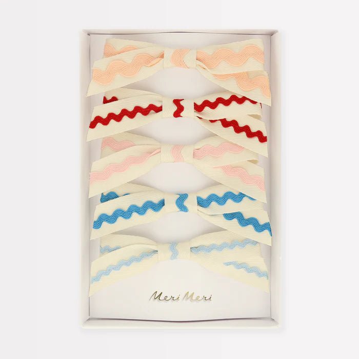 Ricrac Bow Hair Clips (x 5)