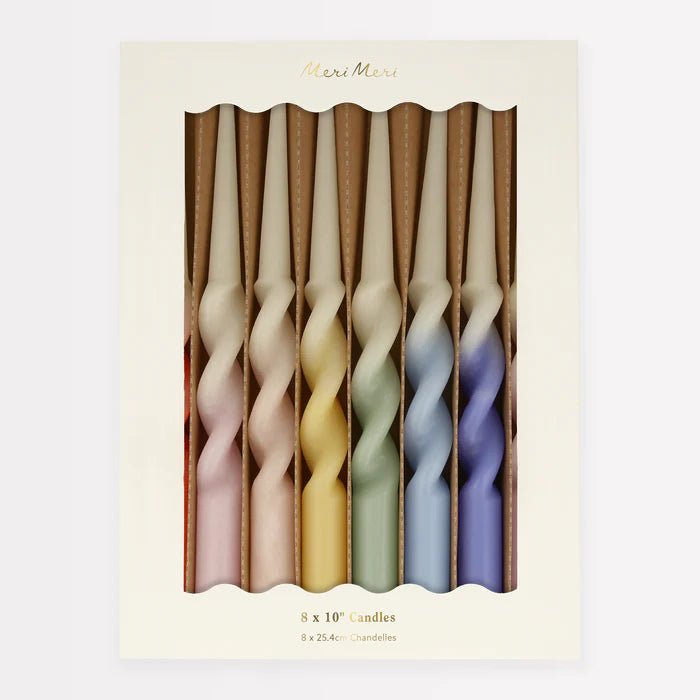 Rainbow Twisted Table Candles (x 8)