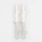 Silver Dipped Stick Candles (x 2)
