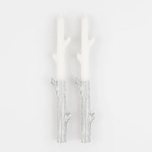 Silver Dipped Stick Candles (x 2)