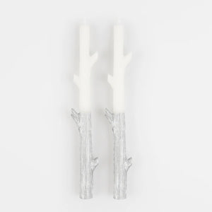 Silver Dipped Stick Candles (x 2)