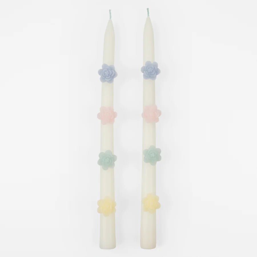 Pastel Flower Taper Candles (x 2)